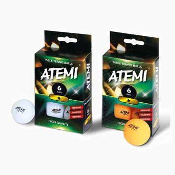 М&rsquo;ячики для настільного тенісу ATEMI * 6 штук білі 21685 фото